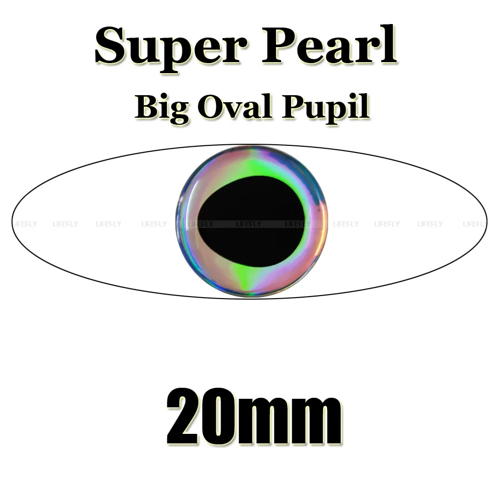 20mm 3D Super.Pearl (grande allievo ovale)/100 occhi di pesce olografici 3D stampati morbidi, legatura a mosca, maschera, fabbricazione di esche artificiali