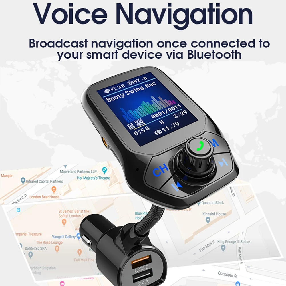 T43 1 8 &quotцветной экран Bluetooth автомобильный комплект громкой связи USB 3 0 Быстрая