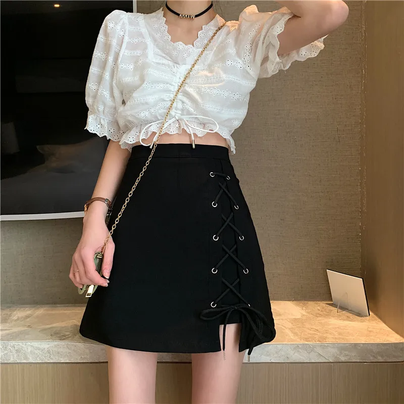

Short Skirt Female Spring and Summer New Black Bag Hip Skirt Female Summer Design High Waist All-match A-line Skirt