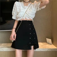 short skirt female spring and summer new black bag hip skirt female summer design high waist all match a line skirt