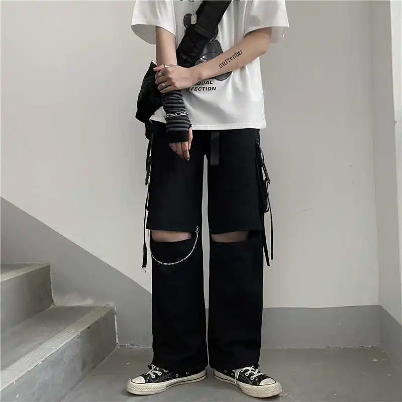 Комбинезон женский в стиле ретро модные рваные Асимметричные Брюки с прямыми