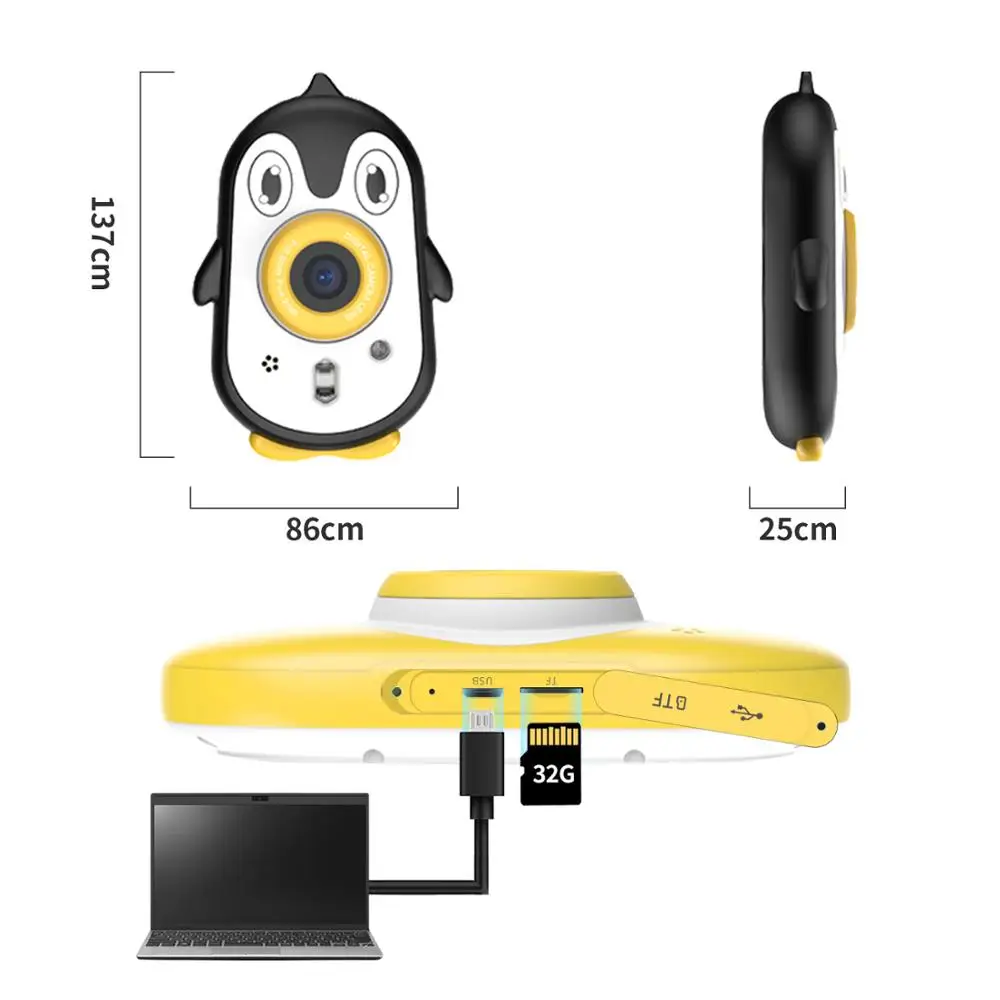 Kids Digital Camera 2MP 1080P Cute Cartoon IP68 waterproof Video 2.4inch Screen Game Children Birthday Christmas Gift | Электроника