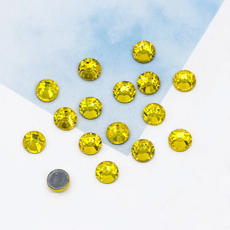 citrine 144p 5A SS12-ss30 41-Цвета гладить на Стразы с прямой основой с украшением в виде кристаллов Стразы с плоской задней частью, горячая фиксация, супер яркие Стразы Стекло камень для одежды ремесло - Цвет: citrine