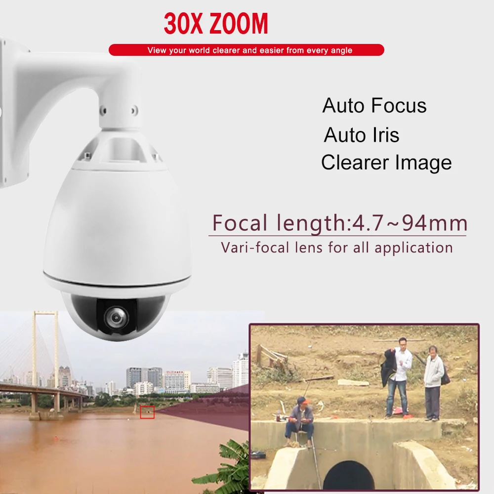 Купольная PTZ камера для наружного наблюдения IP66 6 дюймов AHD 1080P 30 кратный зум