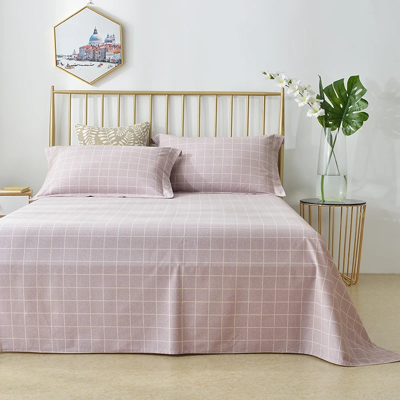 100% чистый хлопок мягкая простыня шикарная в клетку с цветочным рисунком queen King size