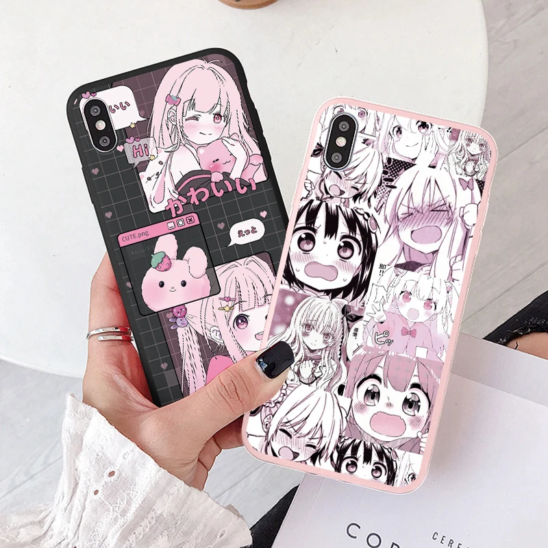 Cute Kawaii Japan Girls Harajuku Case For iPhone SE 2020 10 X XR XS MAX 13 12 Mini 11 Pro Max 8 7 6 6S Plus Matte Silicone Cover