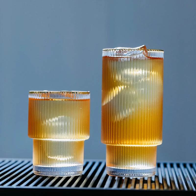 

200 мл 400 Ins Стиль с золотой с бахромой винно-Стекло коктейльное Стекло льда Кофе чашка Бар Ресторан Домашнего Пива Стекло Питьевая утварь