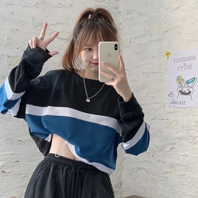 

Потрясающий уличный контрастный короткий топ для женщин