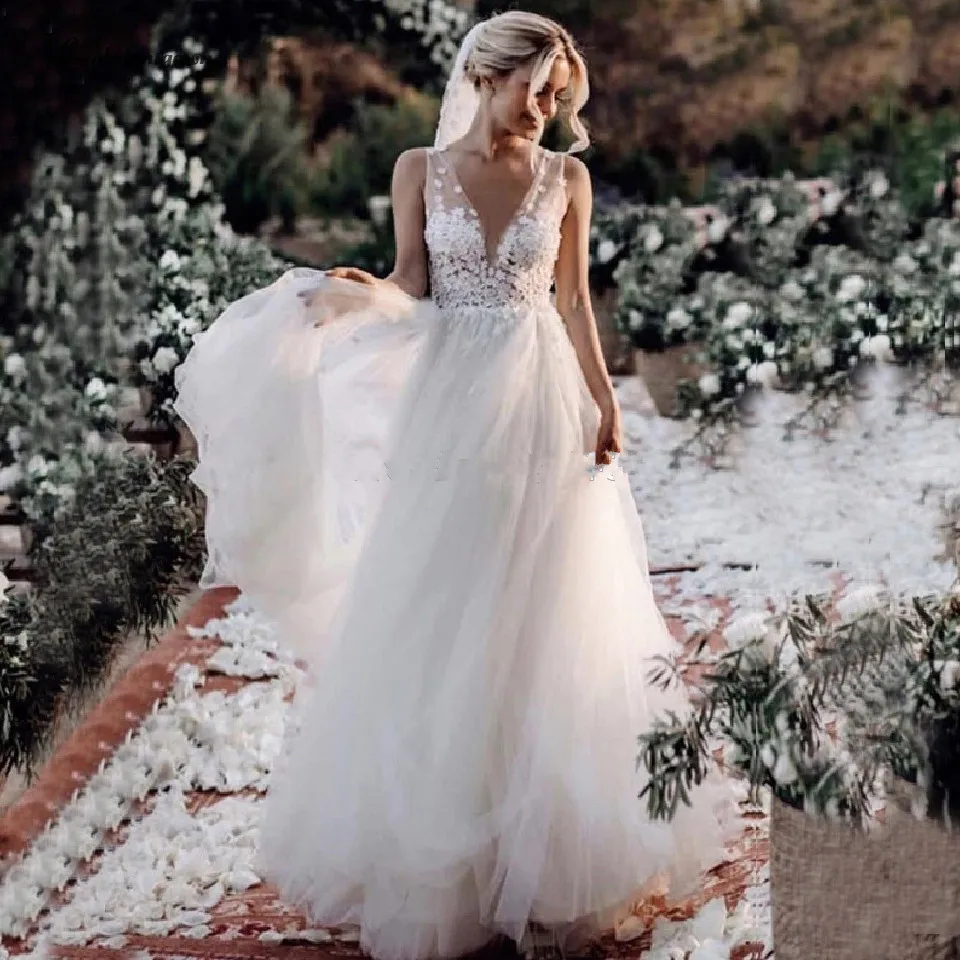 Винтажное свадебное платье с цветочным принтом пикантное мягкое Тюлевое невесты