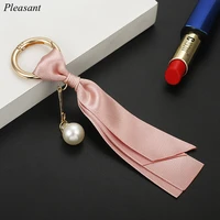 fashionable and simple 14 5cm ribbon keychain ladies car key pendant spring buckle key ring
