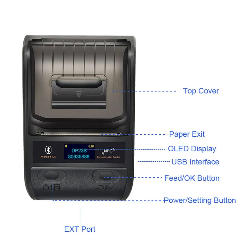 Портативная ручная термоэтикетка и производитель чеков BT NFC Наклейка для