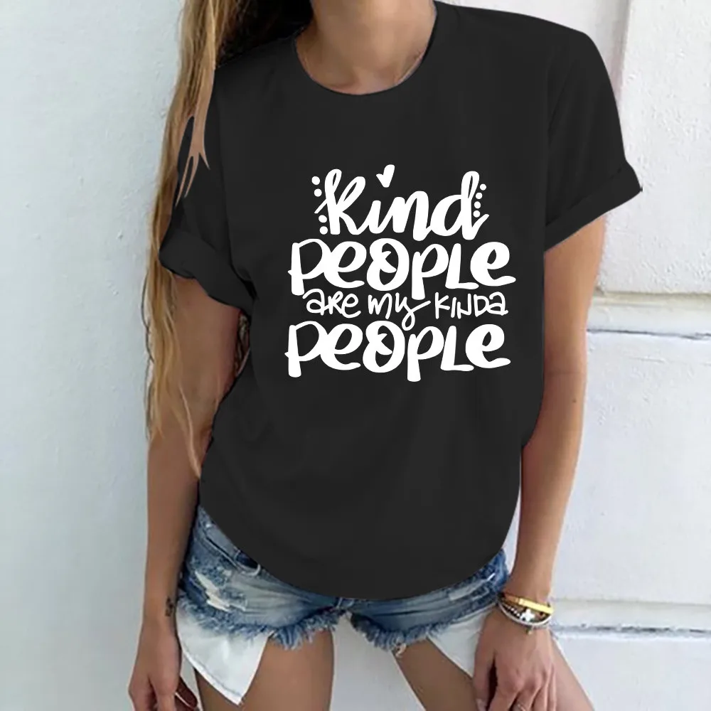 Модная женская футболка с надписью Kind People Повседневная Harajuku коротким рукавом и