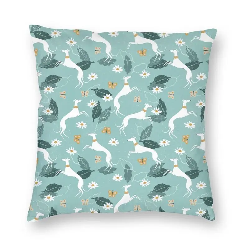 

Nordic Style Greyhound And Butterfly Throw Pillow Case Home Decor Custom Square Vintage Dog Lovers Cushion Cover Pillowcover