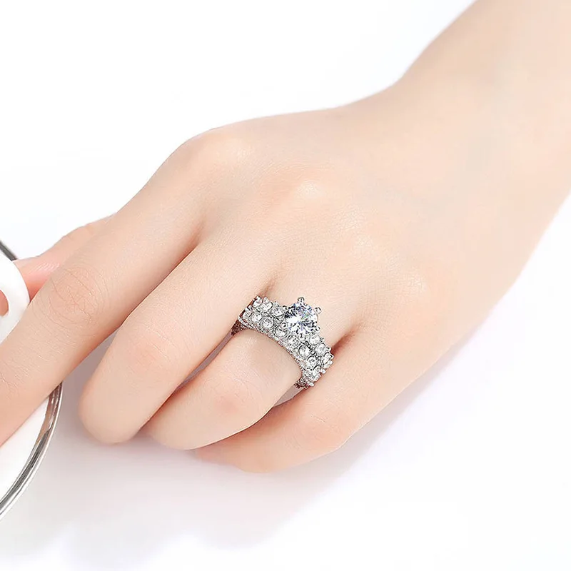 

Hot Sale 2 Pcs/Set Ladies luxury Oversized Zircon Ring Exquisite Workmanship Gorgeous Radiant Fashion Wedding Jewelry
