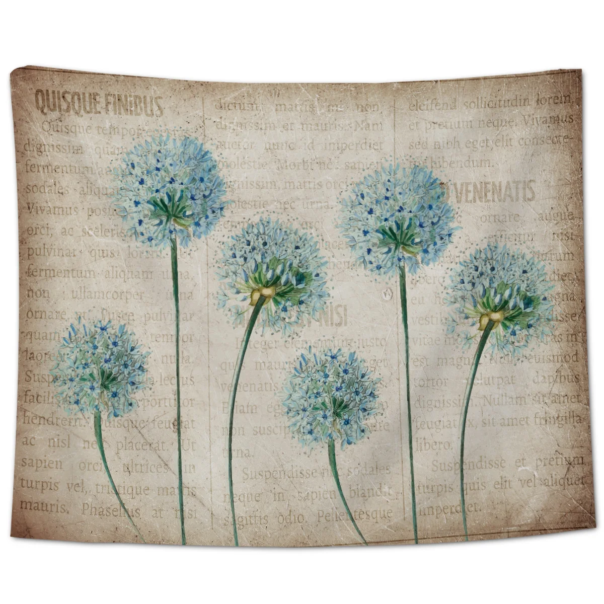 Цветы на фоне Ретро газет Настенный декор настенное покрывало для декора арт