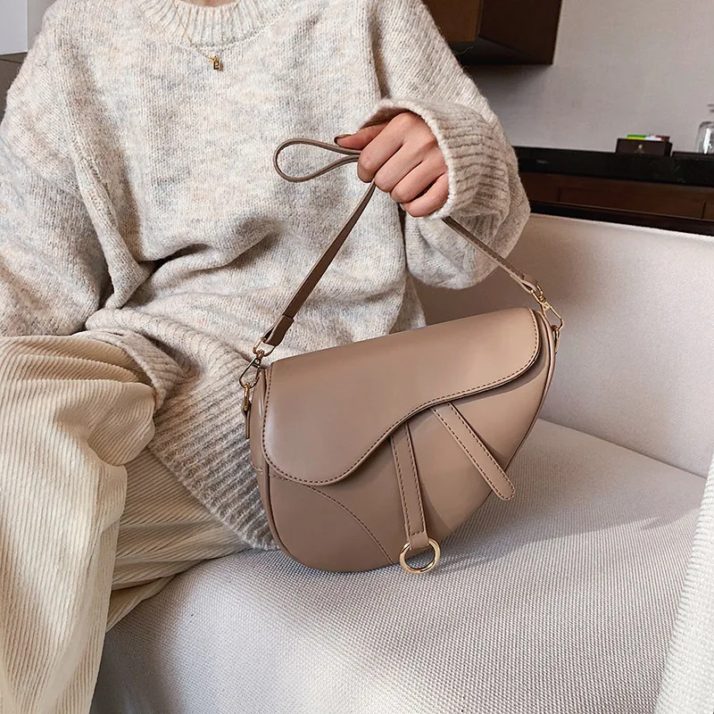

Bag Female 2020 New Fashion sShoulder Bag Pu Hand Bag All-match Shoulder Bag Saddle Bag