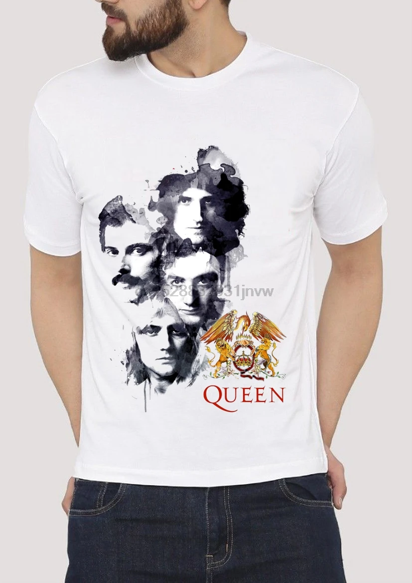 Новая богемная футболка Queen Freddie Mercury Rhapsody с четырьмя лицами белая хард-рок лидер