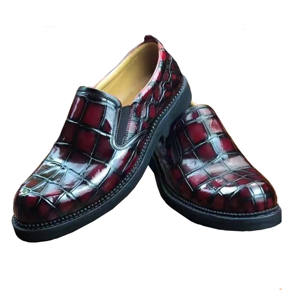 

yingshang men shoes men dress shoes men crocodile leather snoes male formal shoes men casual shoes brush color shoes wine red