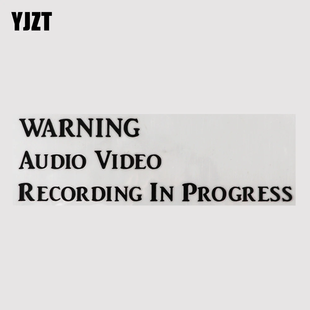 YJZT 19CM×5.9CM Personality WARNING Audio Video Recording In Progress Vinyl Decal Car Stickers And Humorous Words 13D-0603