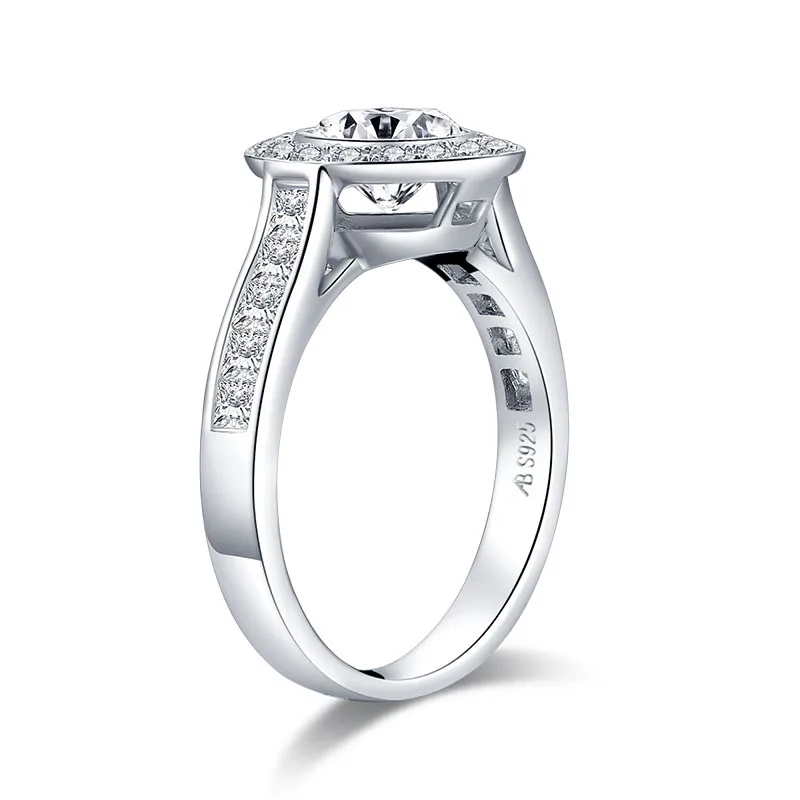 AINUOSHI, 925 пробы, серебро 1,25 карат, круглая огранка, Halo, кольца для помолвки, имитация бриллианта, серебряные обручальные кольца, ювелирные изделия, подарки