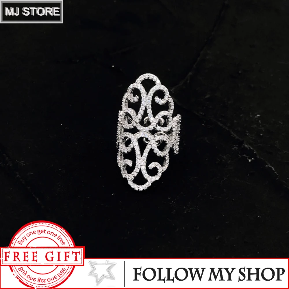 

The New 925 Sterling Silver Ring Fine Original 1:1 Silver Inlaid Zircon Vine Flower Ring Luxury Brand Monaco Jewelry For Women