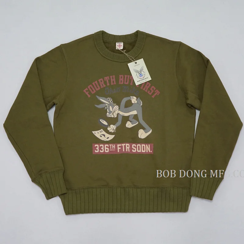 

DONG 336TH BOB Bugs Bunny Sweatshirts Winter Men's Heavy Military Style Heavyweight Pullover