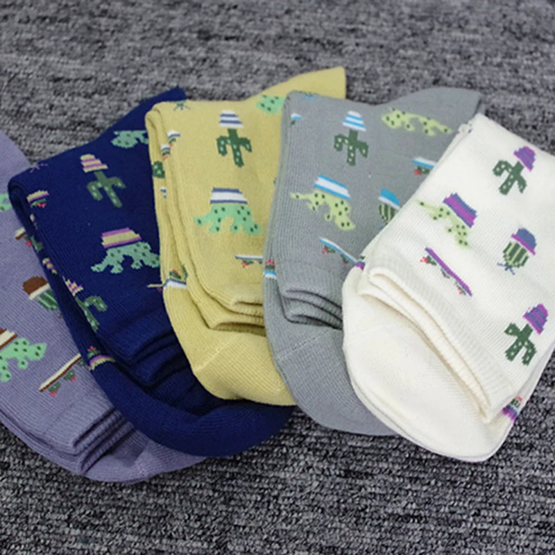 

Women Yoga Socks New Arrival Summer Sports Socks Female Japanese Style Cactus Printed Ship Socks Cotton Blend Socks