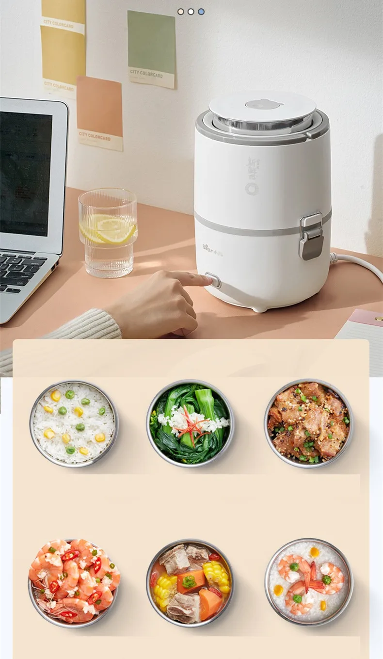 

220V Household Portable Electric Heating Box 3 Layers 1.6L Mini Electric Rice Cooker For Travel Office School EU/AU/UK/US