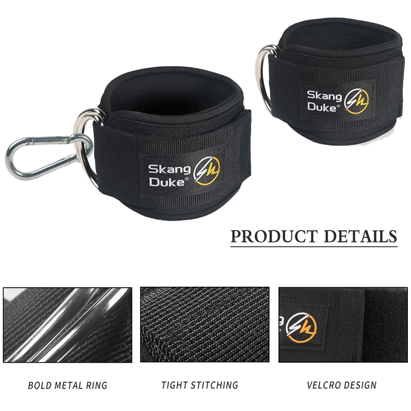 Тренажерный зал ремешок на щиколотку с подкладкой двойное D-образное кольцо