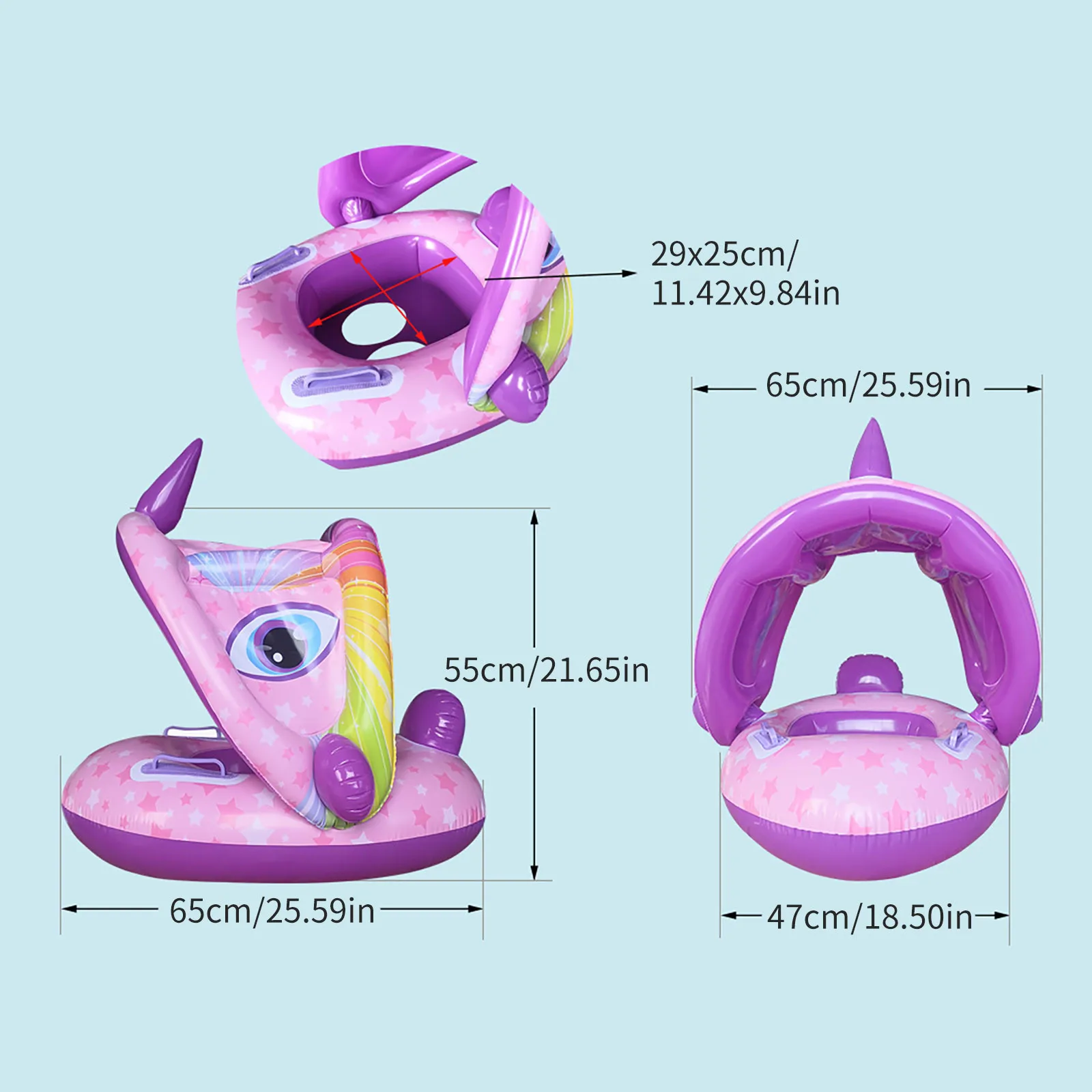 

Baby Pool Float With Sun Canopy - Inflatable Swimming Ring Infant Baby Toys