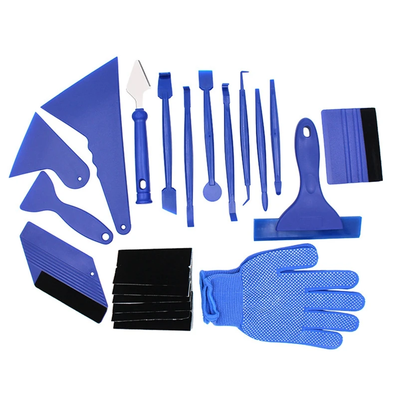 

21Pcs/Set Car Vinyl Film Wrap Tools Wrapping Glove Film Sticker Decal Scraper Auto Felt Squeegee Knife Window Tinting Film Sets