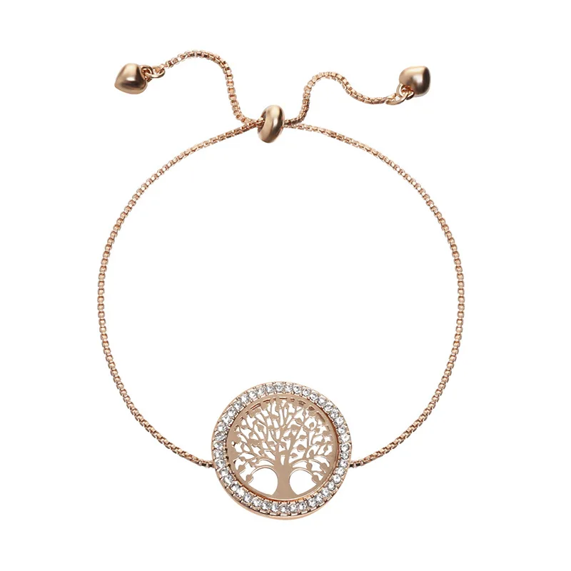 Дерево жизни женский браслет новый прозрачный Кристалл Шарм золотистого цвета