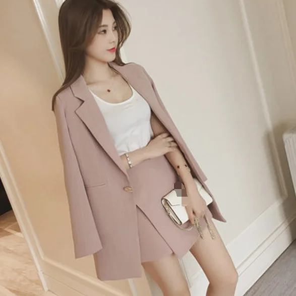 Новинка женские костюмы с юбкой в полоску на одной пуговице блейзер жакеты и