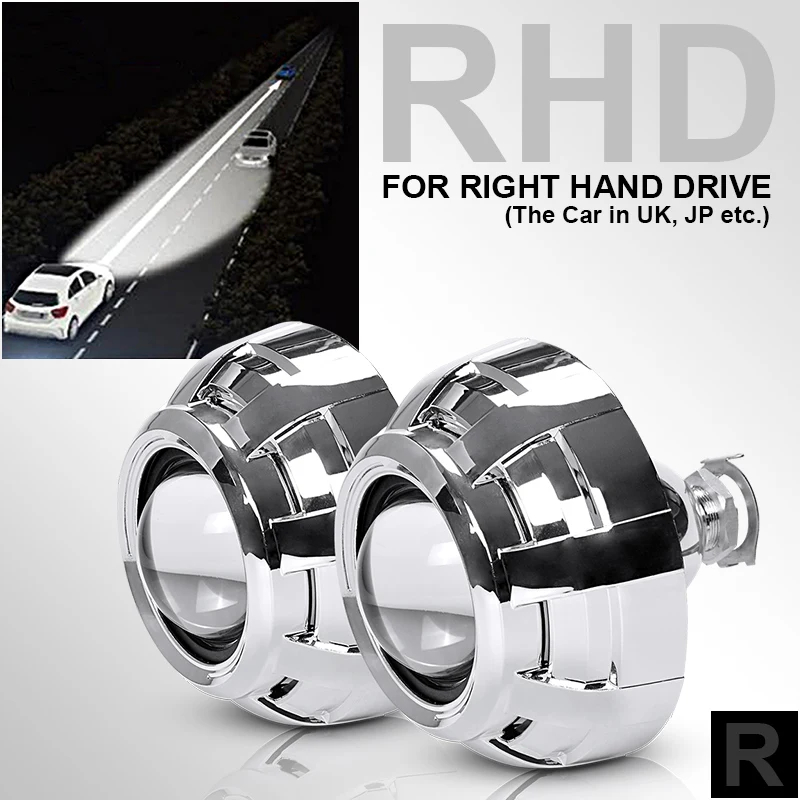 RHD-Silver Shroud Противотуманные фары 2,5 дюймов HID объектив проектора высокий низкий пучок подходит H4 H7 гнездо H1 для авто Land Rover автомобилей мотоциклетные фары для автомобиля 12V - Цвет: RHD-Silver Shroud
