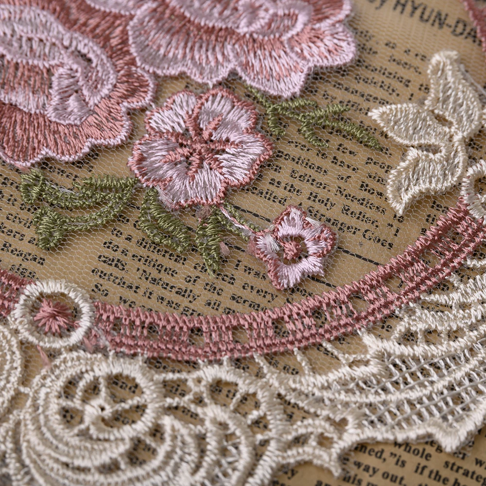 Кьюсак Off White Сетчатое вышитое кружево Аппликация отделка для свадебное платье