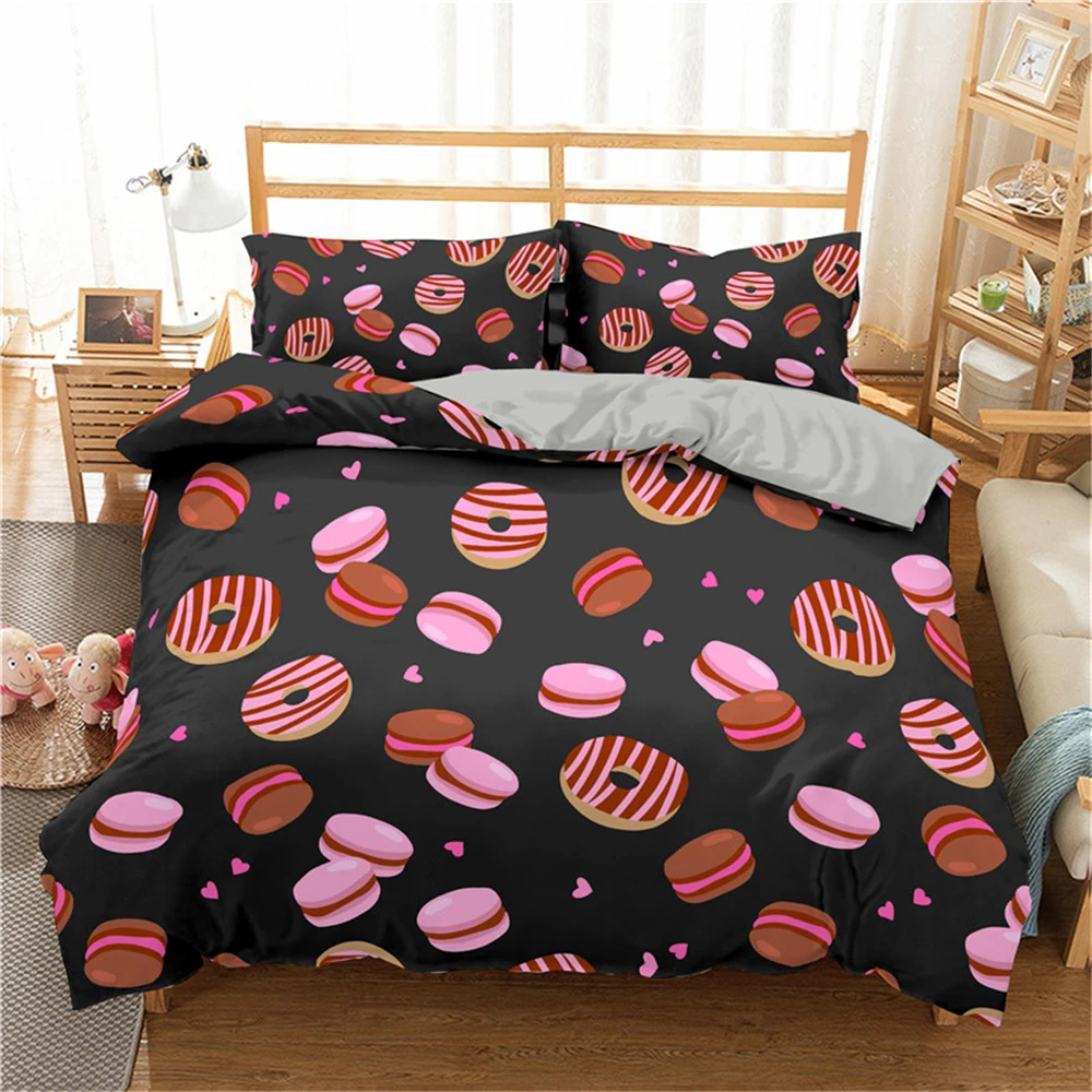 

Funny Food Pattern Bedding Set Hamburger Reactive Printed Duvet Cover Pillowcase 2/3 Pcs Home Textiles Single Twin Queen King