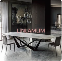 stainless steel dining room set home rectangle minimalist modern marble dining table and 6 chairs mesa de jantar muebles comedor