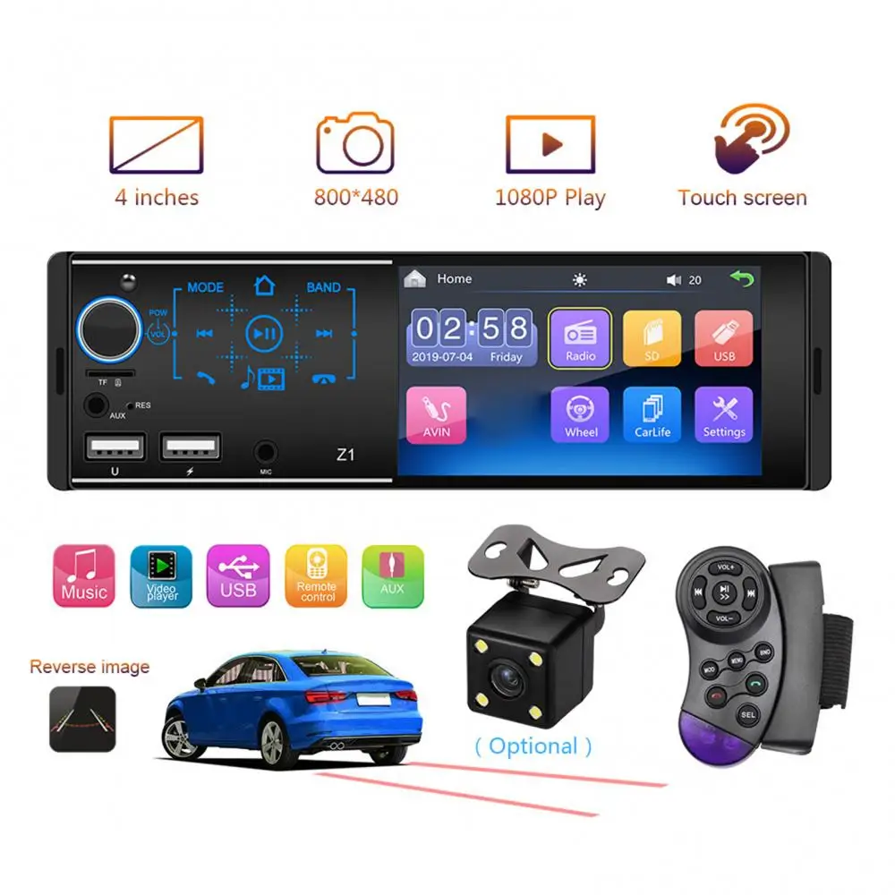 Hot Sales Z1 Car MP5 Player Bluetooth-compatible 4.1 Inch Touch Screen Auto FM Stereo Audio Radio | Автомобили и мотоциклы