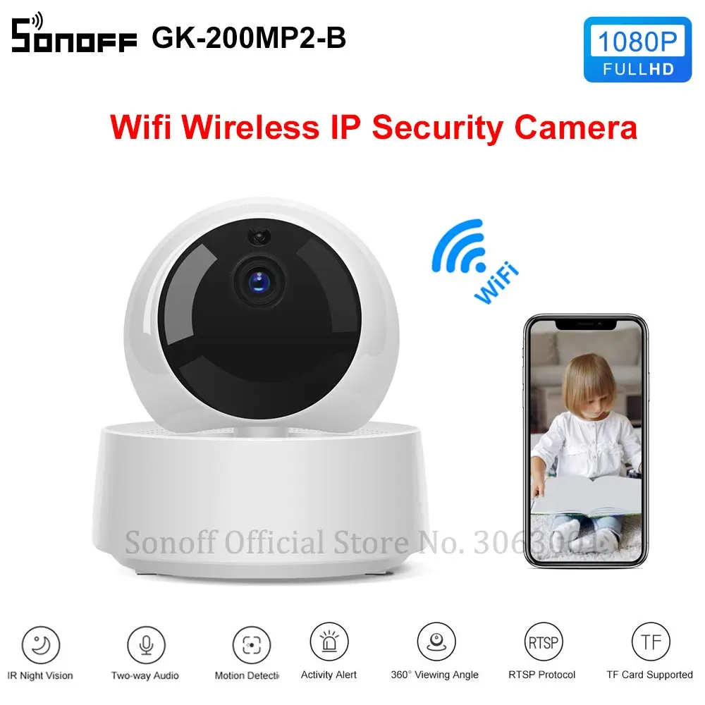 

Умная Беспроводная IP-камера SONOFF GK-200MP2-B 1080P HD с функцией ночного видения