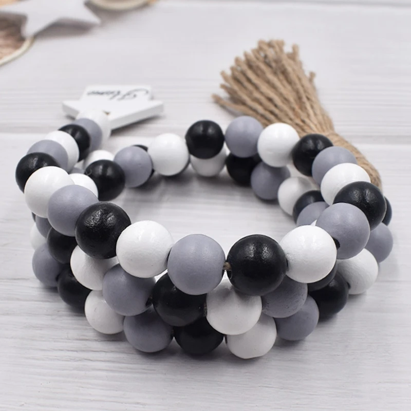 Деревянная гирлянда из бусин с кисточками деревенский фермерский многоярусный