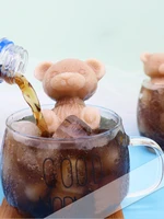 cute teddy bear chocolate ice cube silicone mold kitchen baking accessories for drink cola mike coffee ice cream cake decor