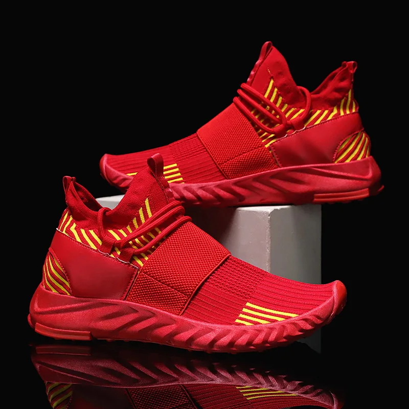 

2021 Men's Sports Shoes Men's Flying Woven Breathable Casual Sneakers Student Comfortable Color Running Men's Shoes