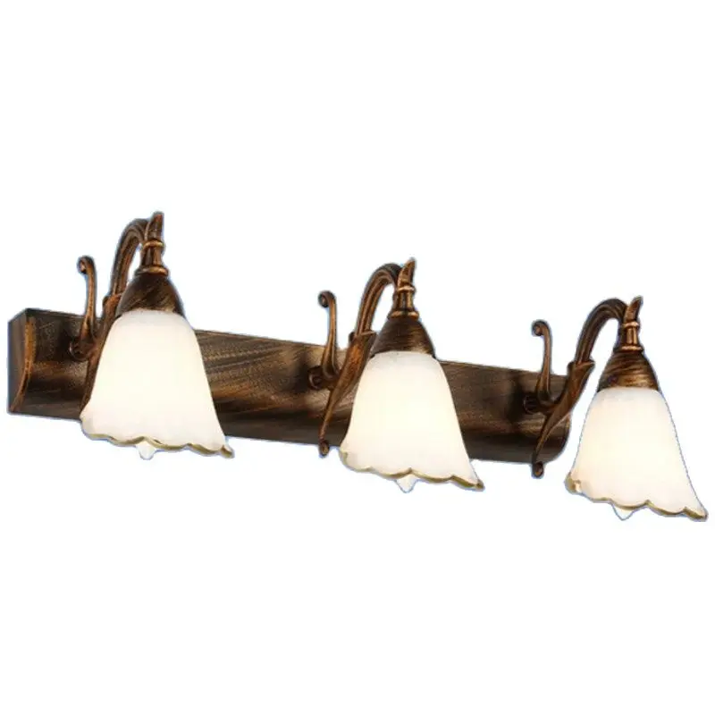 Европейский Винтажный зеркальный светильник из железа и стекла с 1/2/3/4 головками