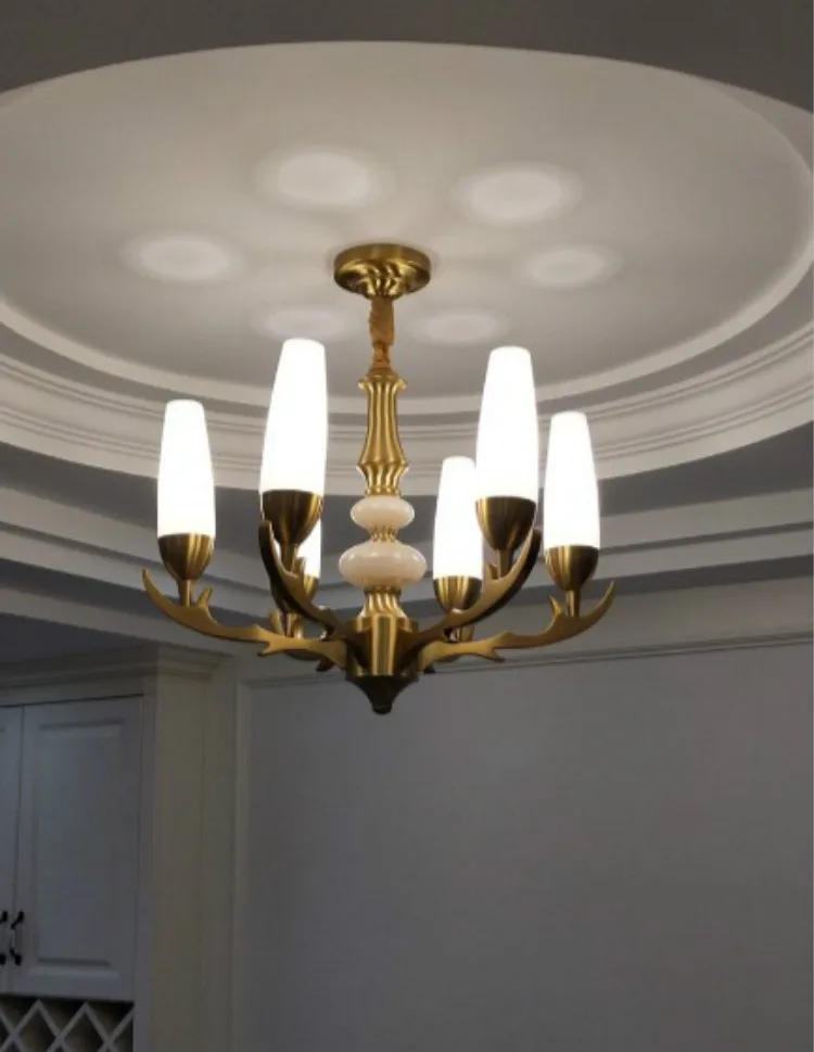 160CM Grand Penthouse Brass Chandelier lighting Hotel fixture white glass shade Home Chandeliers luminaire Living Room lampadari | Лампы и