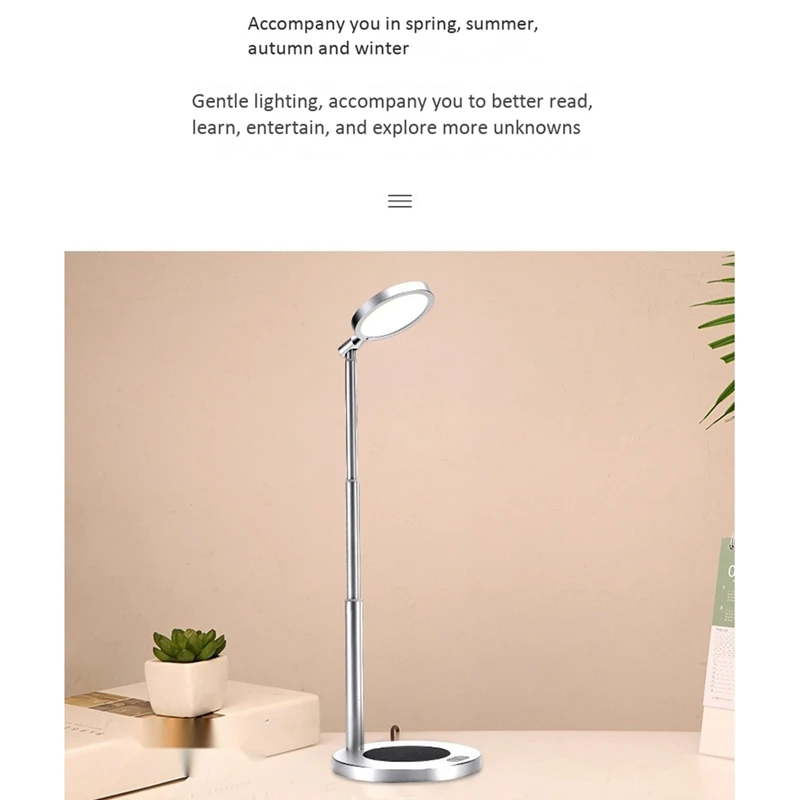

LED Desk Lamp Adjustable USB Eye Protection Desk Lamp Foldable Desk Lamp with Wireless Charging