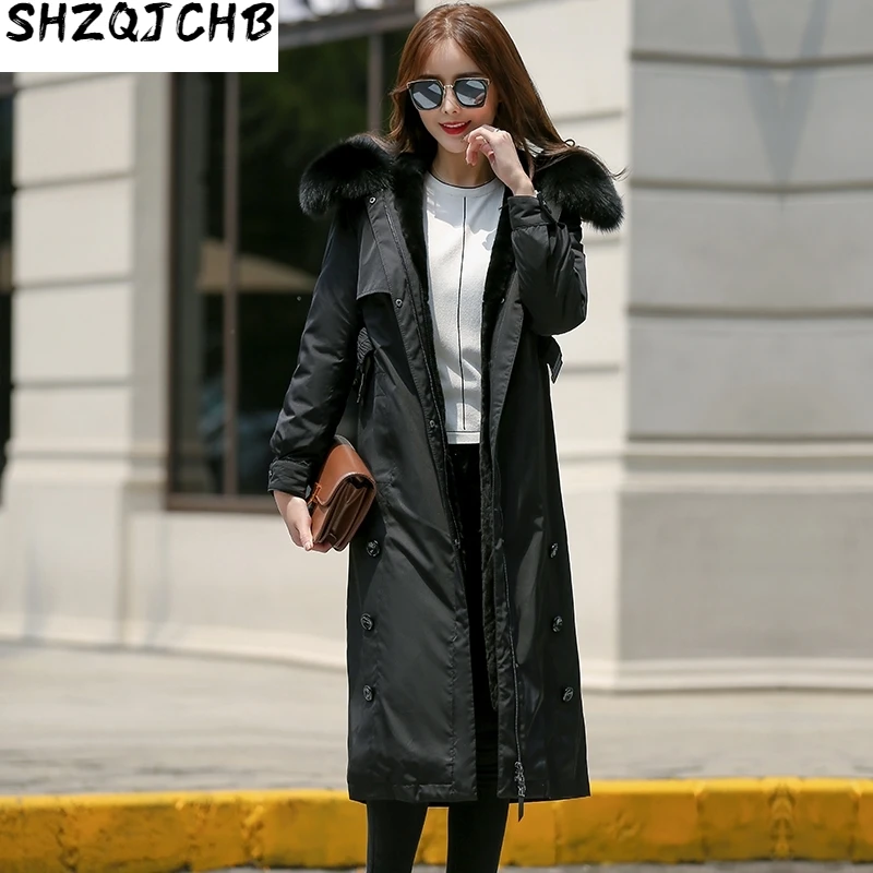 

JCHB 2021 Real Fur Coat Women Fox Fur Liner Parka Winter Coat Women Jacket for Womens Clothing Abrigos Mujer Invierno FXTT9026