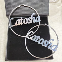 20mm 100mm custom hoop earrings customize name earrings twist hoop earring personality earrings with statement words hiphop sexy