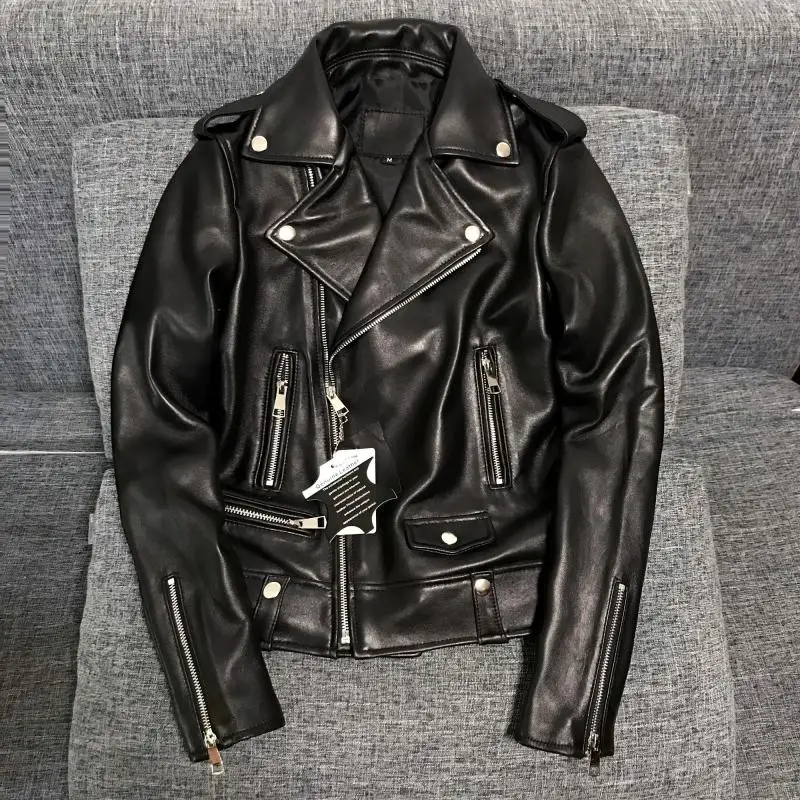 leather Sheepskin Leather genuine Women motorcycle jacket Show Thin Women Leather Jacket High Quality