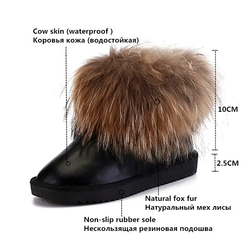 G& Zaco/женские зимние ботинки из натуральной кожи с натуральным лисьим мехом короткие ботильоны ботинки на меху женская обувь на плоской подошве