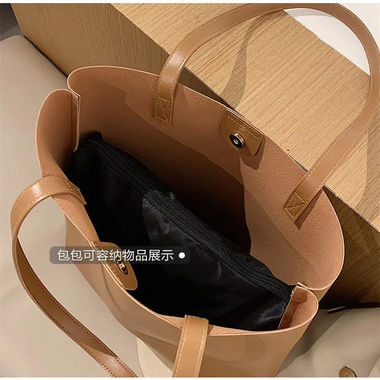 

lady novelty fashion pu leather black khaki brown tote for female brief soft causal one shoulder bag